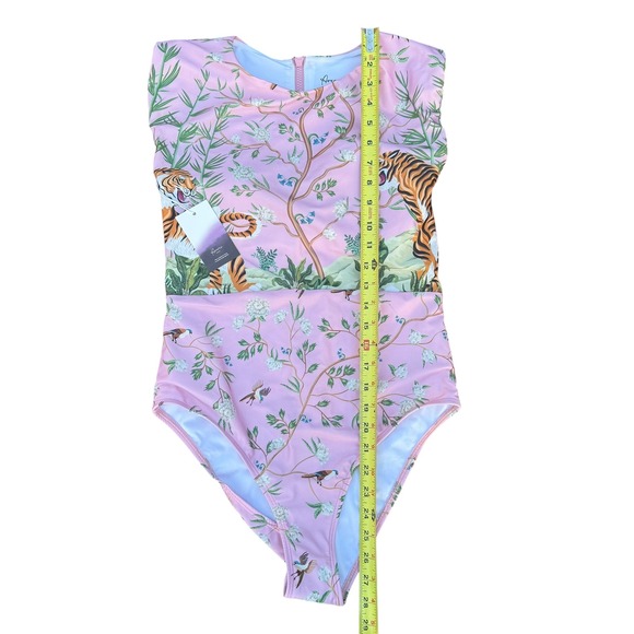 Aerie Melina Tiger Blossom One-Piece Swimsuit Pink New with Tags UV Protection L - Picture 7 of 13